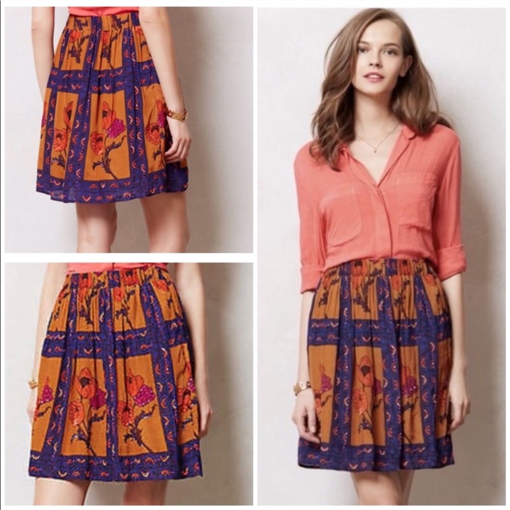 Anthropologie $128 Maeve floral embellished skirt cottagecore boho